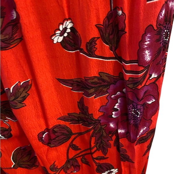 Anthropologie Margo Wide-Leg Red Floral Trousers paper bag waist Holiday Floral - Picture 5 of 6